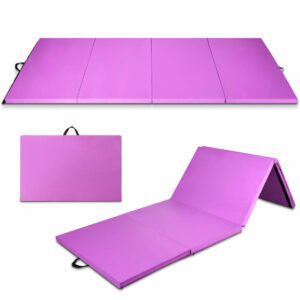 8 x 4 Feet Folding Gymnastics Tumbling Mat-Purple – Color: Purple