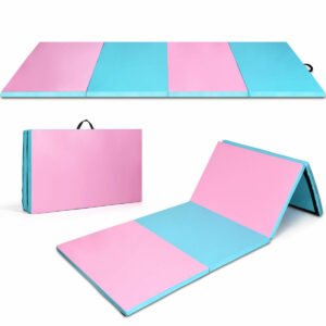 4′ x 10′ x 2″ Folding Gymnastics Tumbling Gym Mat-Blue – Color: Blue