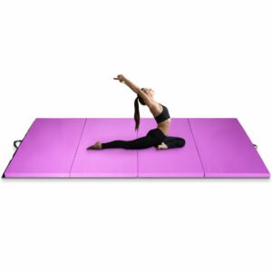 4′ x 10′ x 2″ Folding Gymnastics Tumbling Gym Mat-Pink – Color: Pink