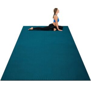 Large Yoga Mat 6′ x 4′ x 8 mm Thick Workout Mats-Blue – Color: Blue