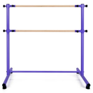 47 Inch Double Ballet Barre with Anti-Slip Footpads-Purple – Color: Purple