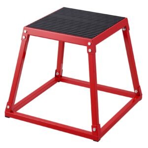 VEVOR Plyometric Jump Box, 18 Inch Plyo Box, Steel Plyometric Platform and Jumping Agility Box, Anti-Slip Fitness Exercise Step Up Box for Home Gym Training, Conditioning Strength Training, Red