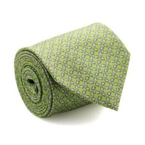 Davidoff Neckties For Men Hand Made Italian Silk Neck Tie – Green With Grey Sunglasses Pattern