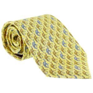 Davidoff Neckties For Men Hand Made Italian Silk Neck Tie – Yellow With Camel Pattern