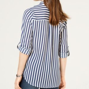 Juniors’ Striped Button-Up Shirt