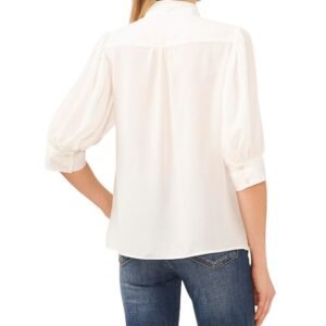 Women’s Elbow Sleeve Collared Button Down Blouse