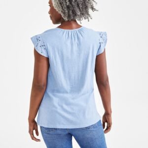 Women’s Mixed-Media Lace-Trimmed Top