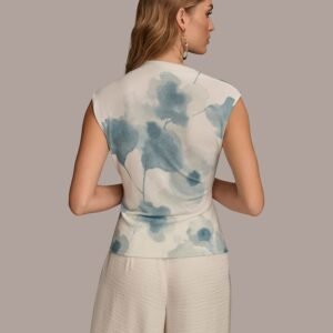 Women’s Crossover-Neck Printed Top
